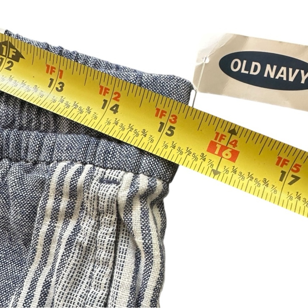 Old Navy Wide Leg Blue White Striped Linen Pants NWT Stretch Waist Size … - Picture 6 of 16